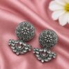 Oxidized Silver Flower Earring with elegant floral design for women