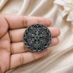 Bulk 46 Elegant Floral Hair Accessories Oxidized Silver Hair Jewelry for Traditional Wear - "Green"