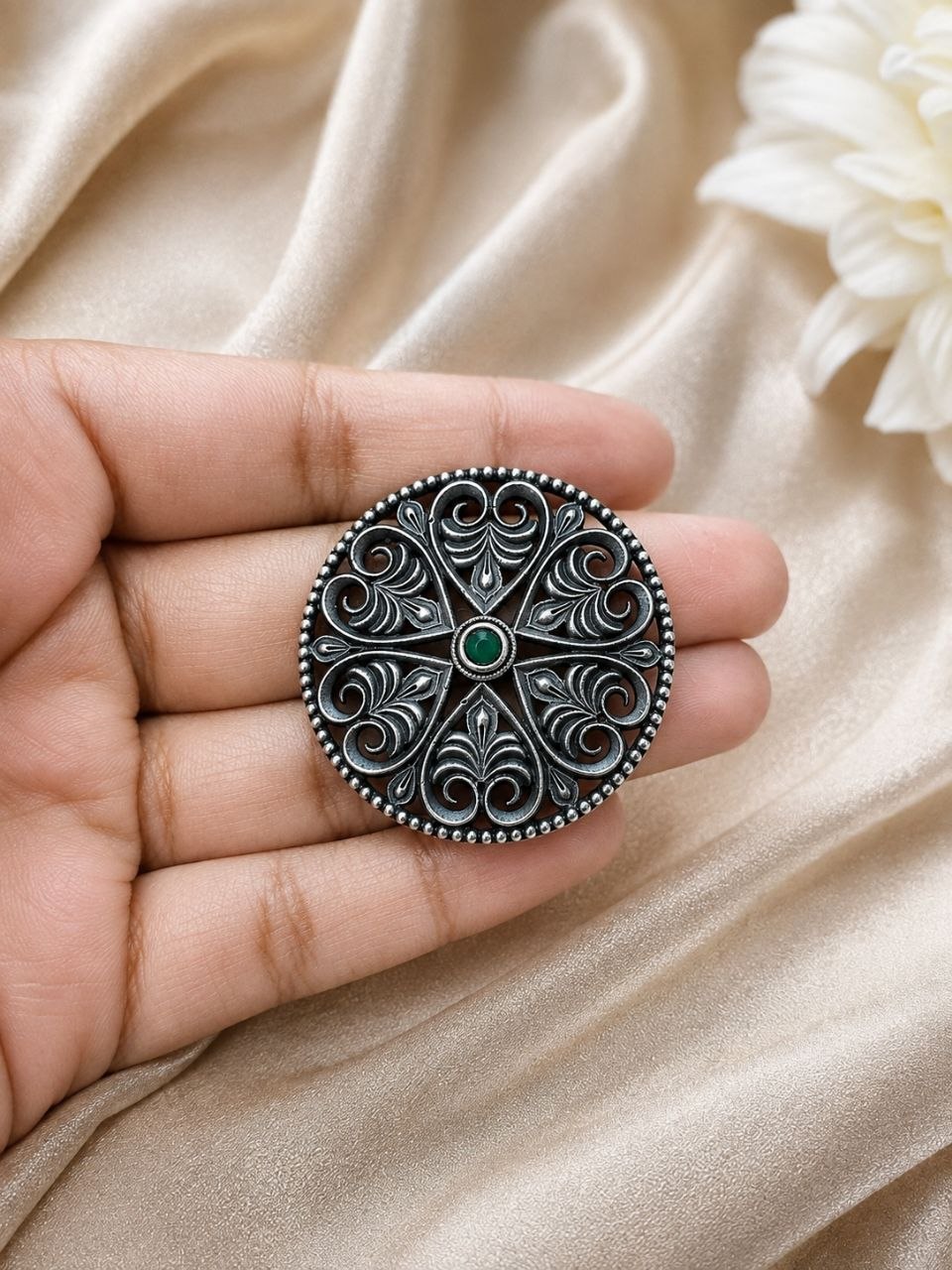 Elegant Floral Hair Accessories Oxidized Silver Hair Jewelry for Traditional Wear 2 Elegant Floral Hair Accessories with oxidized silver finish for women