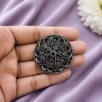 Bulk 48 Elegant Floral Hair Accessories Oxidized Silver Hair Jewelry for Traditional Wear - "Black"