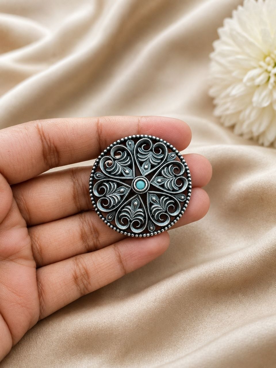 Elegant Floral Hair Accessories Oxidized Silver Hair Jewelry for Traditional Wear 4 Elegant Floral Hair Accessories with oxidized silver finish for women