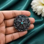 Bulk 52 Elegant Floral Hair Accessories Oxidized Silver Hair Jewelry for Traditional Wear - "Aqua"
