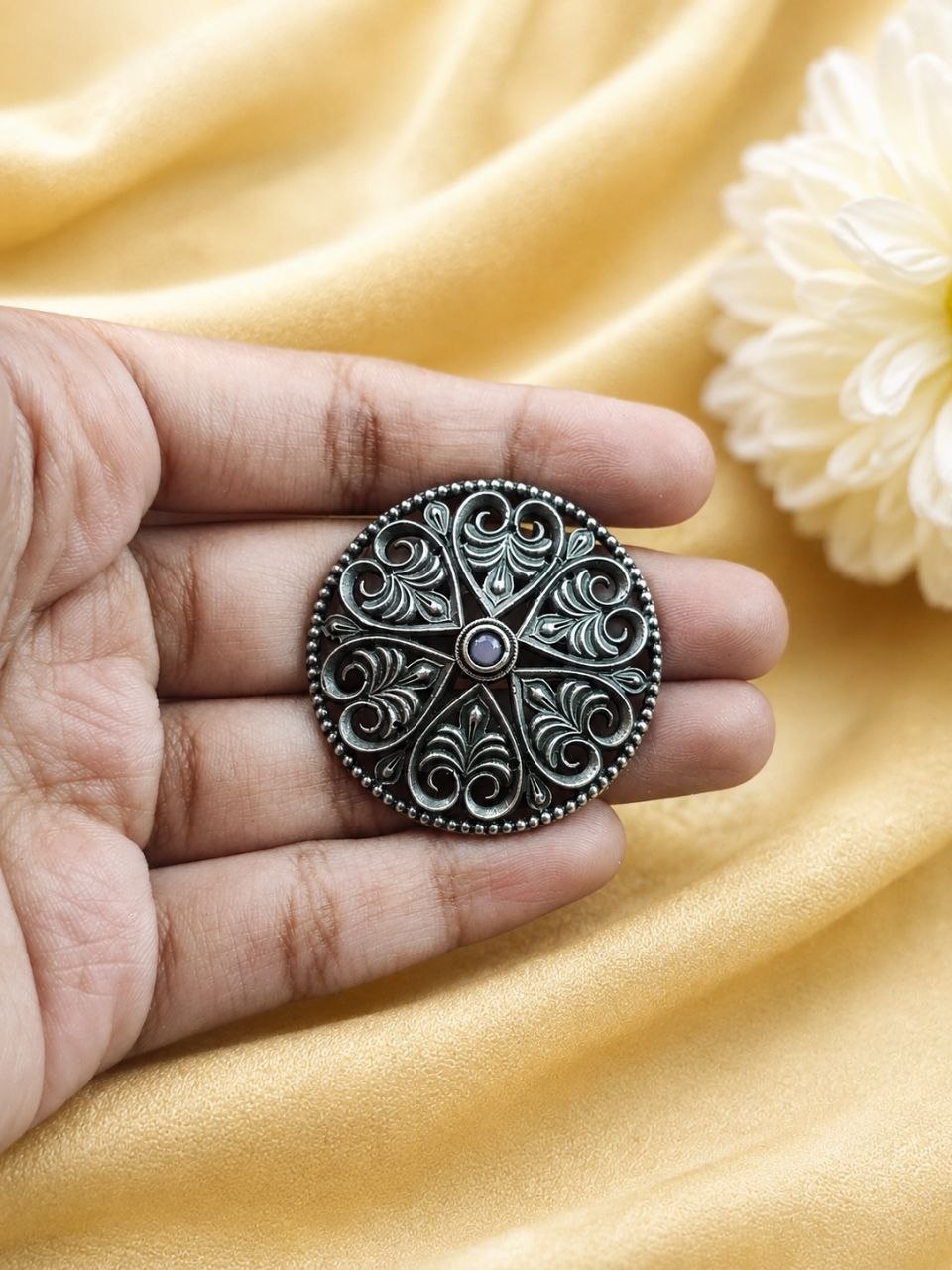 Elegant Floral Hair Accessories Oxidized Silver Hair Jewelry for Traditional Wear 6 Elegant Floral Hair Accessories with oxidized silver finish for women