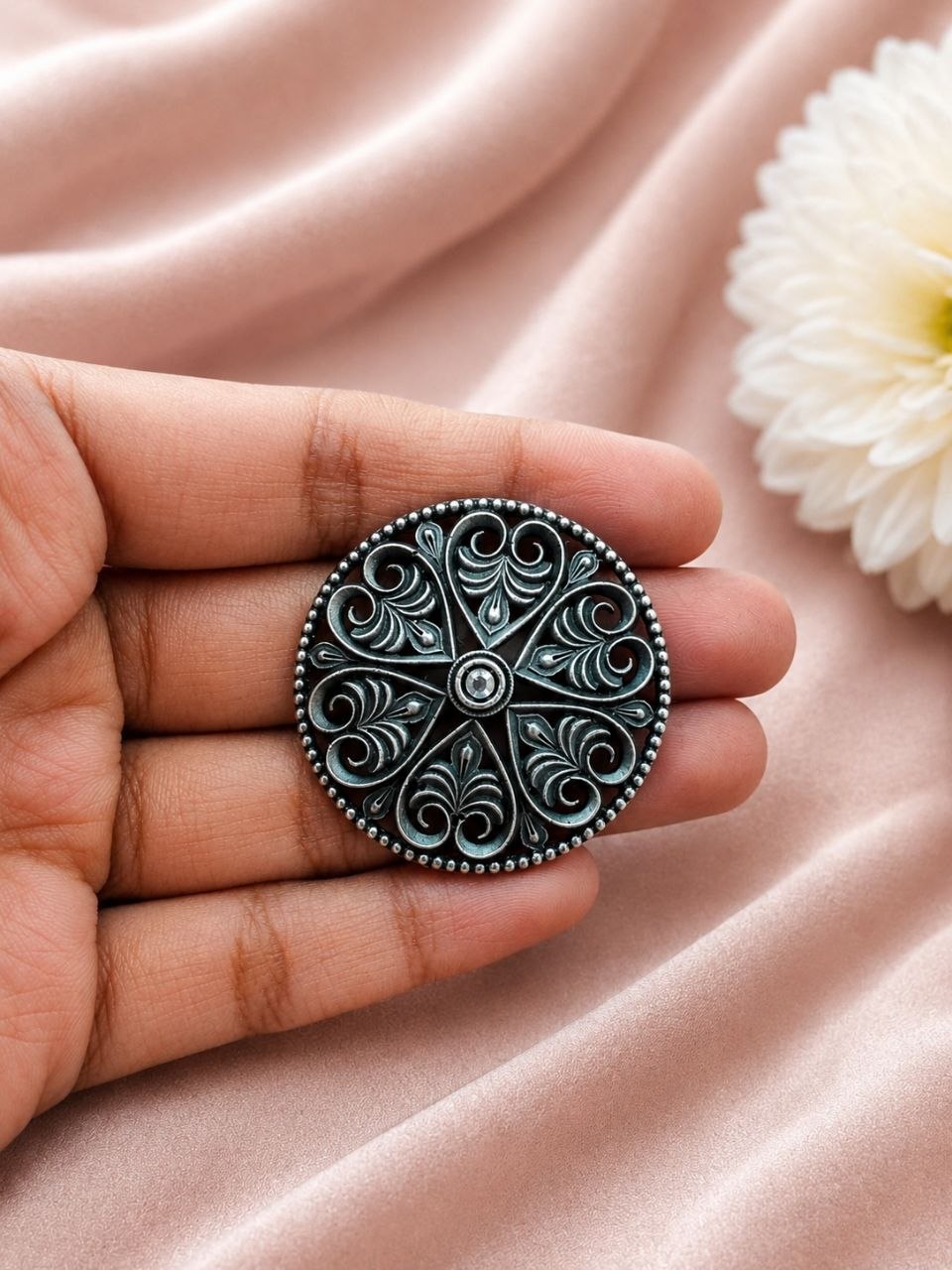 Elegant Floral Hair Accessories Oxidized Silver Hair Jewelry for Traditional Wear 7 Elegant Floral Hair Accessories with oxidized silver finish for women