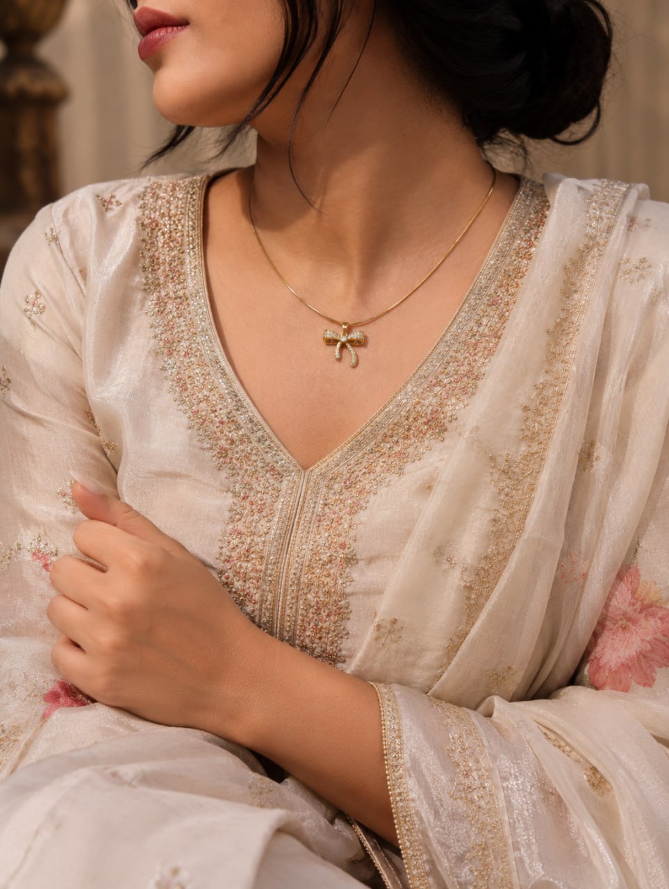 Anti Tarnish Chain Pendant Premium Gold Plated Pendant Necklace for Party Look 1 Anti Tarnish Chain Pendant with premium gold-plated finish for women