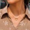 Anti Tarnish Heart Necklace Set with premium gold-plated finish for women