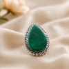 Oxidized Drop Ring Adjustable Silver Finish Ring for Women 7 Oxidized Drop Ring with elegant silver finish for women