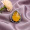 Oxidized Drop Ring Adjustable Silver Finish Ring for Women 8 Oxidized Drop Ring with elegant silver finish for women
