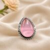 Oxidized Drop Ring Adjustable Silver Finish Ring for Women 9 Oxidized Drop Ring with elegant silver finish for women