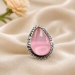 Oxidized Drop Ring Adjustable Silver Finish Ring for Women - ''BabyPink''