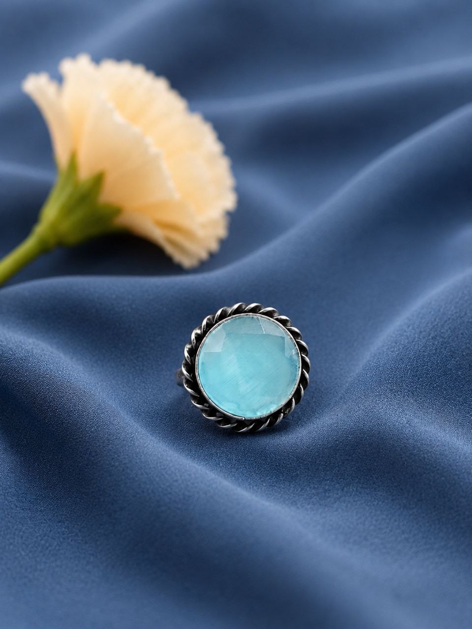 Adjustable Round Ring Oxidized Silver Adjustable Ring for Women 3 Adjustable Round Ring with oxidized silver finish for women