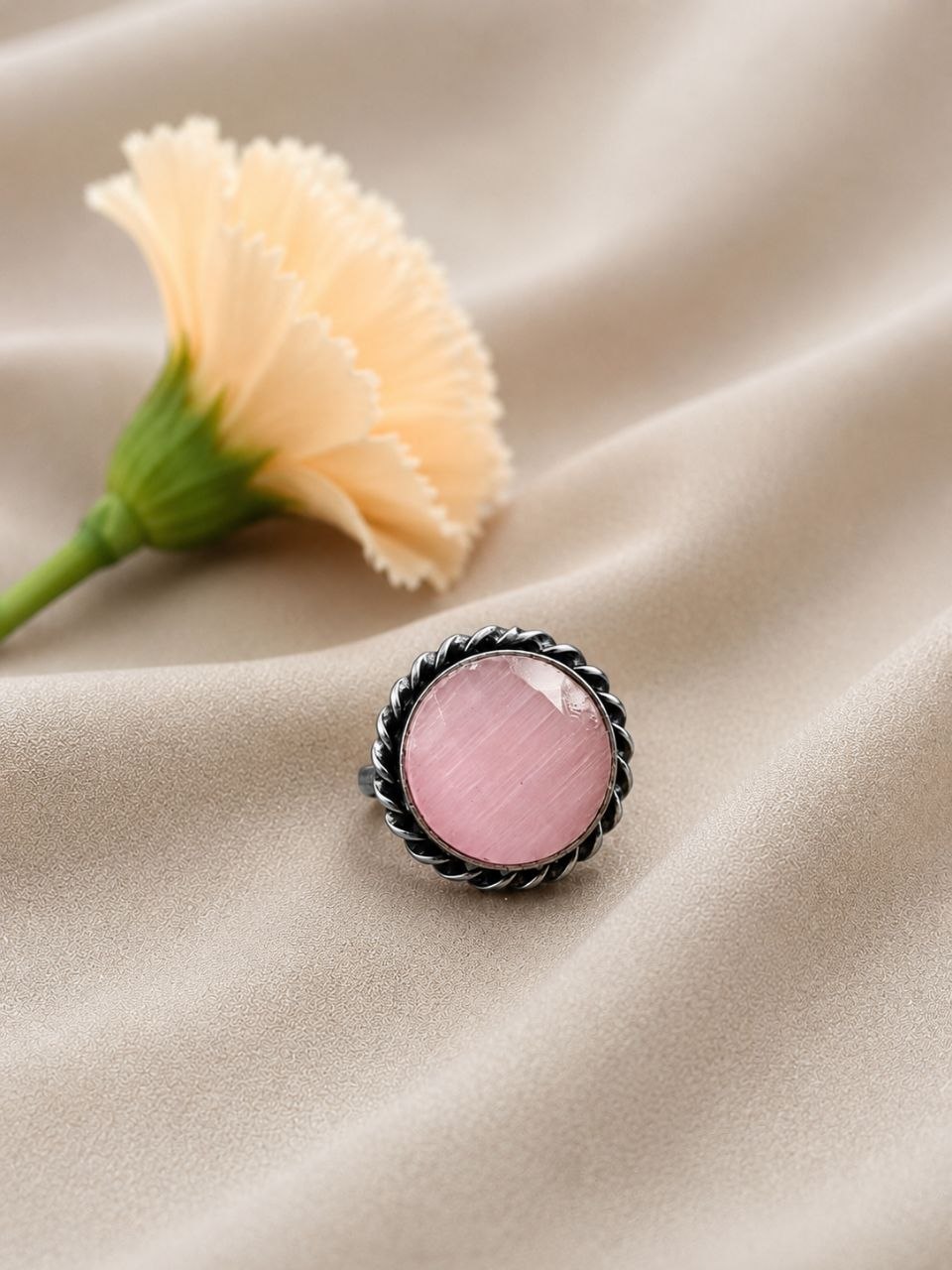 Adjustable Round Ring Oxidized Silver Adjustable Ring for Women 4 Adjustable Round Ring with oxidized silver finish for women