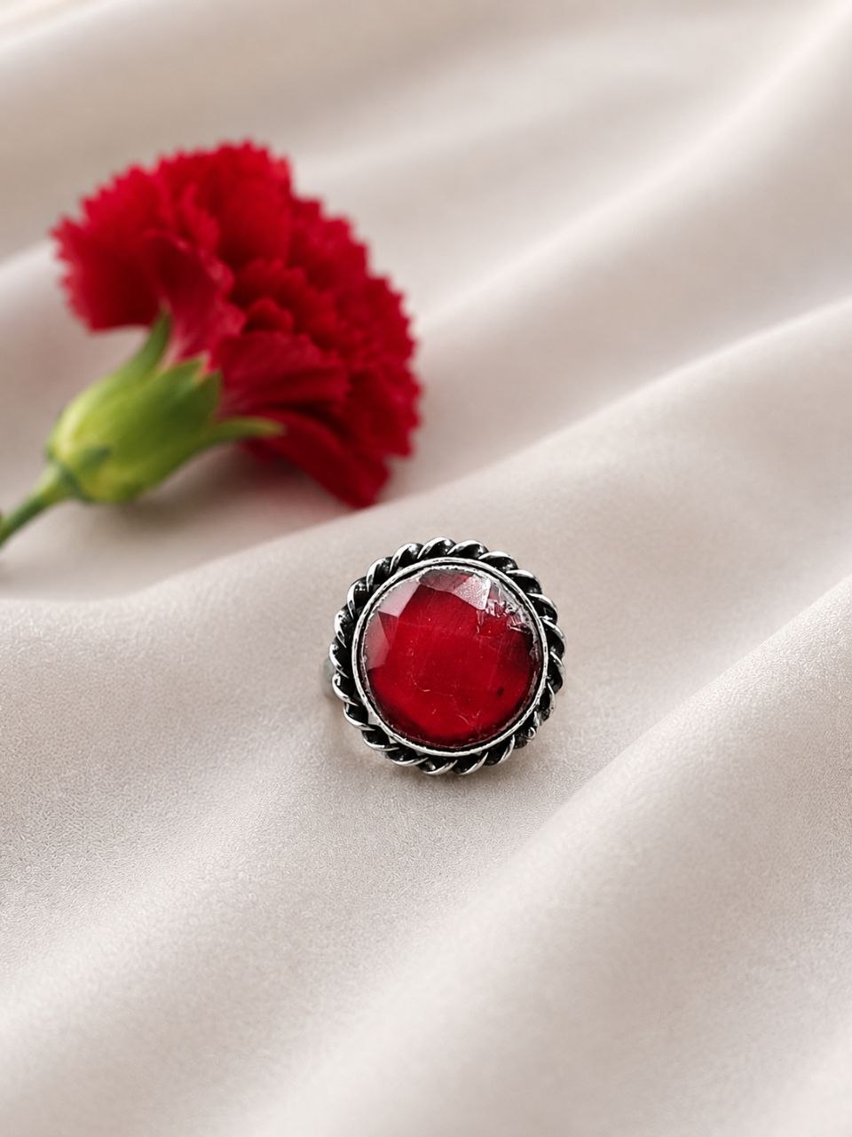 Adjustable Round Ring Oxidized Silver Adjustable Ring for Women 6 Adjustable Round Ring with oxidized silver finish for women