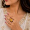 Oxidized Drop Ring with elegant silver finish for women
