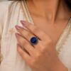 Adjustable Round Ring with oxidized silver finish for women