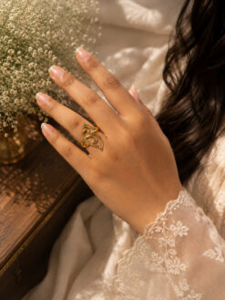Anti Tarnish Rings Elegant Gold Plated Finger Ring for Girls