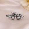 Oxidized Om Ring with adjustable silver finish for women