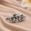 Oxidized Om Ring with adjustable silver finish for women