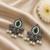 Beautiful Floral Stud Earring with oxidized silver finish for women
