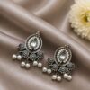 Beautiful Floral Stud Earring with oxidized silver finish for women
