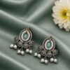 Beautiful Floral Stud Earring with oxidized silver finish for women