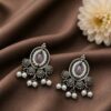 Beautiful Floral Stud Earring with oxidized silver finish for women