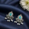 Beautiful Floral Stud Earring with oxidized silver finish for women