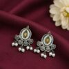 Beautiful Floral Stud Earring with oxidized silver finish for women