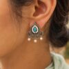Beautiful Floral Stud Earring with oxidized silver finish for women