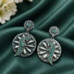 Unique Parrot Earring Traditional Oxidized Earrings for Special Occasion - "MInt"