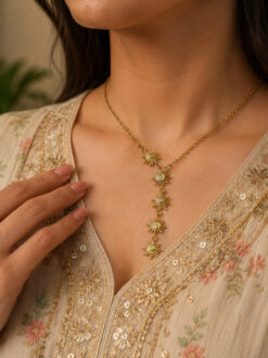 Anti Tarnish Floral Necklace with premium gold-plated finish for women