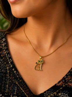 Anti Tarnish Cat Necklace with premium gold-plated finish for women