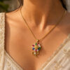 Anti Tarnish Flower Necklace with premium gold-plated finish for women