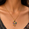 Anti Tarnish Flower Necklace with premium gold-plated finish for women