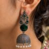 Traditional Jhumka Earring with oxidized silver finish for women