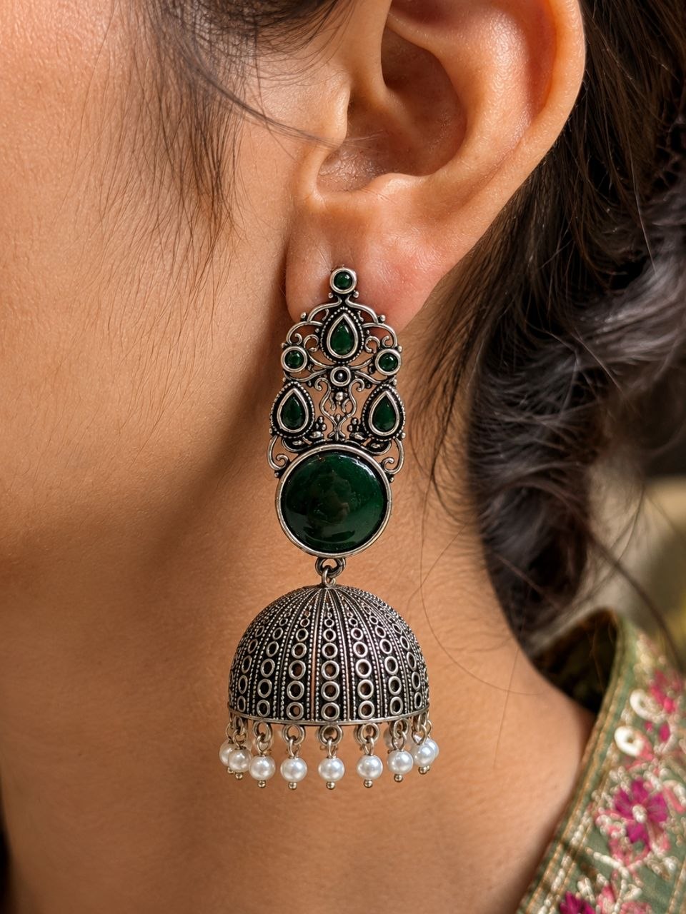 Traditional Jhumka Earring Oxidized Silver Ethnic Design for Beautiful Look 1 Traditional Jhumka Earring with oxidized silver finish for women