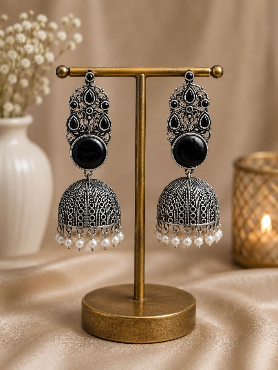 Traditional Jhumka Earring Oxidized Silver Ethnic Design for Beautiful Look 7 Traditional Jhumka Earring with oxidized silver finish for women