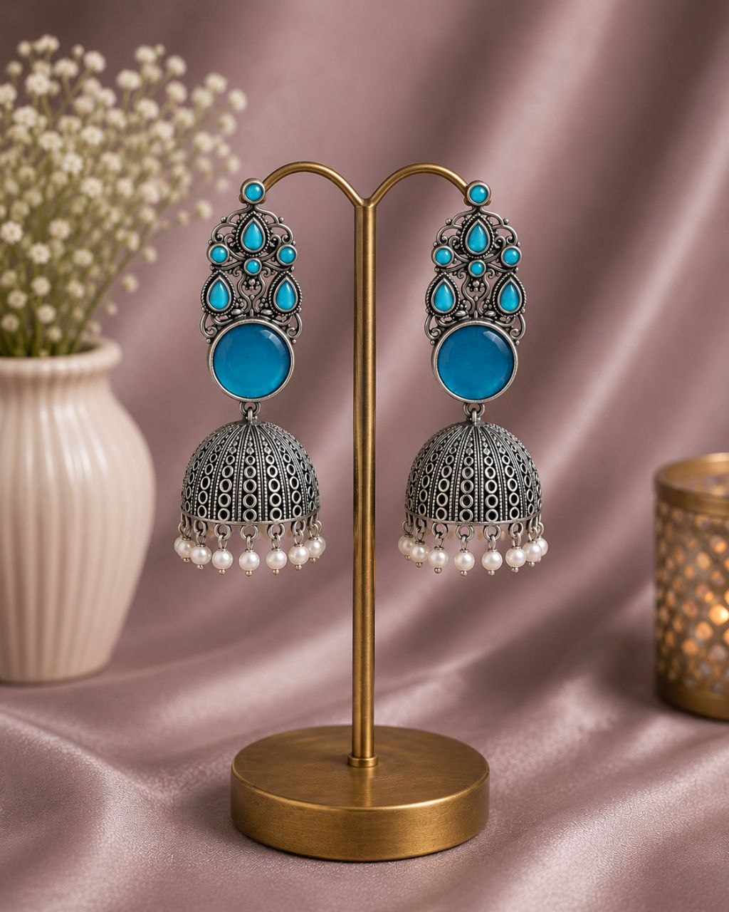 Traditional Jhumka Earring Oxidized Silver Ethnic Design for Beautiful Look 6 Traditional Jhumka Earring with oxidized silver finish for women