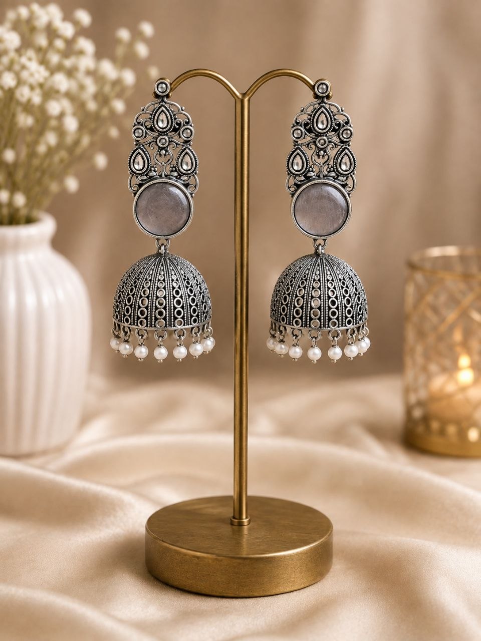 Traditional Jhumka Earring Oxidized Silver Ethnic Design for Beautiful Look 3 Traditional Jhumka Earring with oxidized silver finish for women