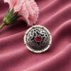 Silver Flower Ring Adjustable Floral Ring for Traditional Wear 11 Silver Flower Ring with elegant floral design for women