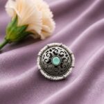 Silver Flower Ring Adjustable Floral Ring for Traditional Wear - "MInt"
