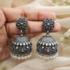 Elegant Flower Jhumka Oxidized Silver Jhumka Earrings for Pearl Work Detailing 5 Elegant Flower Jhumka with oxidized silver floral design for women