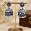 Elegant Flower Jhumka Oxidized Silver Jhumka Earrings for Pearl Work Detailing 4 Elegant Flower Jhumka with oxidized silver floral design for women
