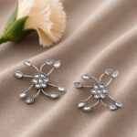 Designer Silver Earring Elegant Statement Earrings for Minimalist Jewelry - "White"