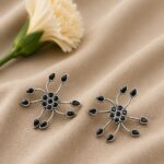 Designer Silver Earring Elegant Statement Earrings for Minimalist Jewelry - "Black"