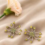 Designer Silver Earring Elegant Statement Earrings for Minimalist Jewelry - "Yellow"