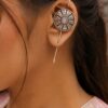 Ethnic Silver Earcuff with oxidized silver finish for women
