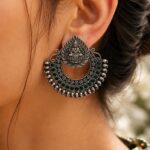 Oxidized Durga Maa Earring Traditional Silver Earrings for Women
