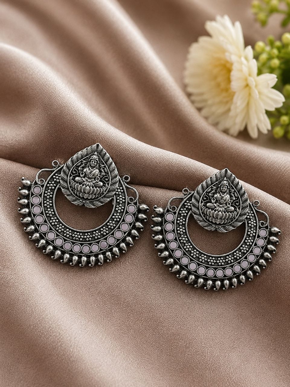 Oxidized Durga Maa Earring Traditional Silver Earrings for Women 7 Oxidized Durga Maa Earring with traditional silver finish for women