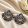 Oxidized Durga Maa Earring Traditional Silver Earrings for Women 13 Oxidized Durga Maa Earring with traditional silver finish for women
